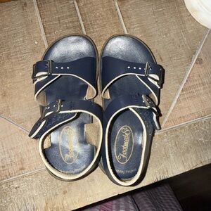 Footmates Navy and Cream Double-Buckle Kids Sandals